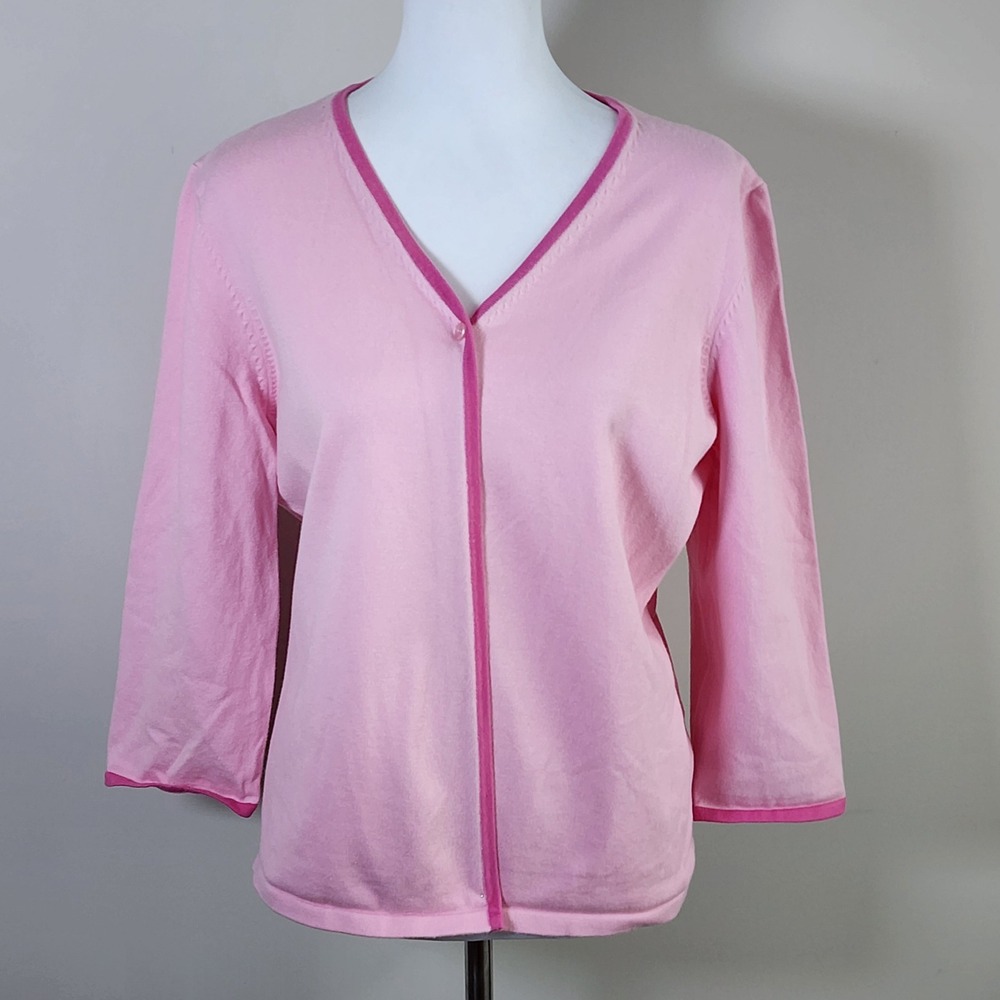 Carroll Reed Cardigan Womens‎ XL Pink V-Neck Cotton Blend Preppy Feminine Girl